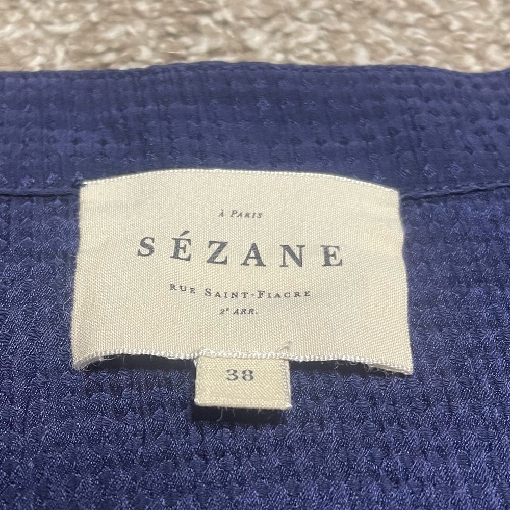 Sezane Navy Blue Bow-Tie Blouse - Picture 3 of 5